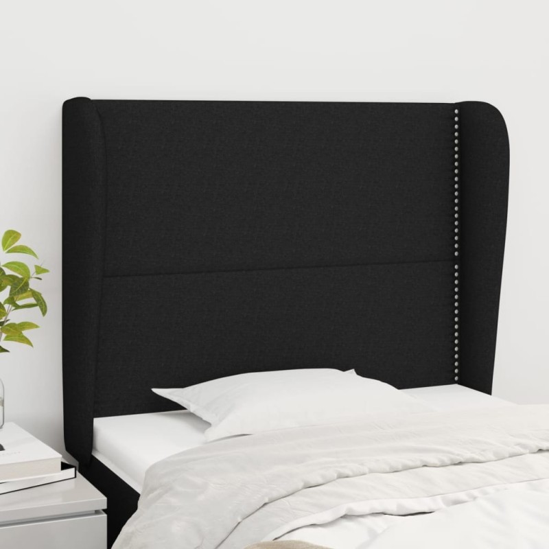 Tête de lit avec oreilles Noir 103x23x118/128 cm Tissu 629436629436