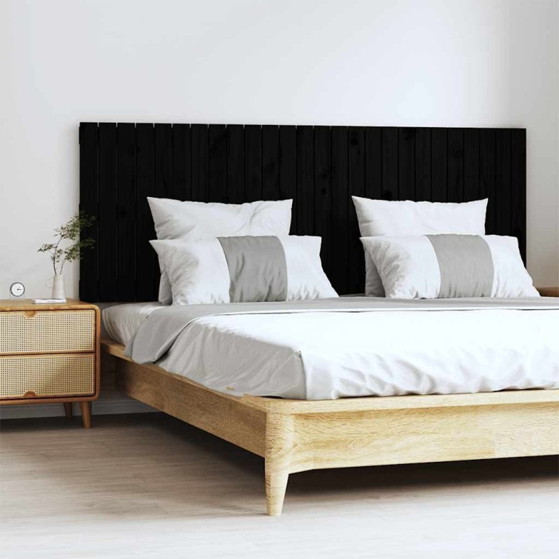 Tête de lit murale Noir 166x3x60 cm Bois massif de pin 629455629455