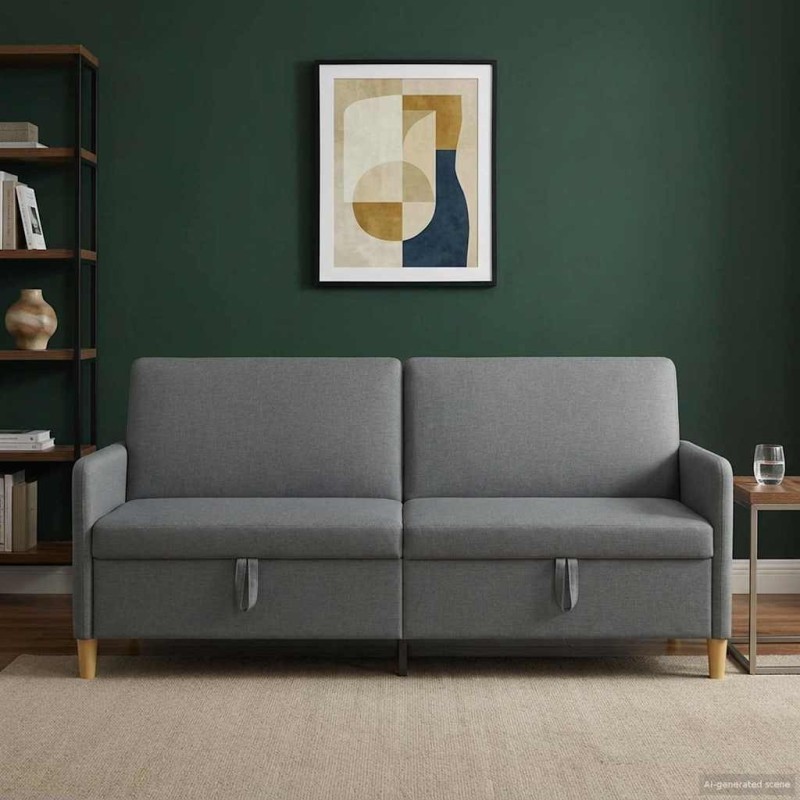 Sofa avec rangement Gris foncé 192 x 78 x 87 cm Polyester 629468629468