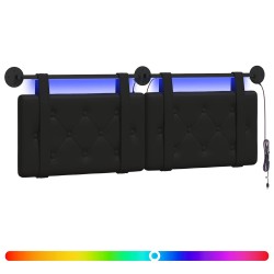 Tête de lit suspendue Avec lumière LED Noir Simili cuir 629485629485