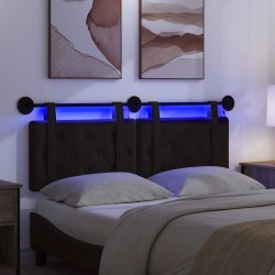 Tête de lit suspendue Avec lumière LED Noir Simili cuir 629485629485