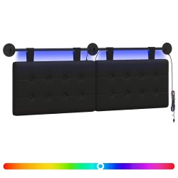 Tête de lit suspendue Avec lumière LED Noir Simili cuir 629489629489