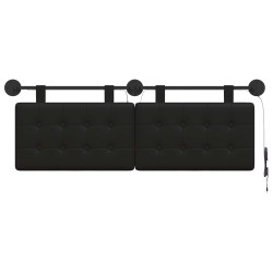 Tête de lit suspendue Avec lumière LED Noir Simili cuir 629489629489