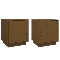 Tables de chevet 2pcs Marron miel 40x34x45cm Bois de pin massif 629492629492