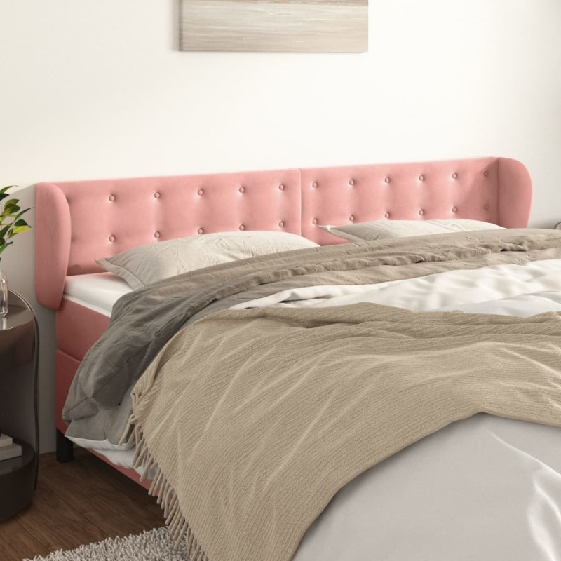 Tête de lit avec oreilles Rose 203x23x78/88 cm Velours 629493629493