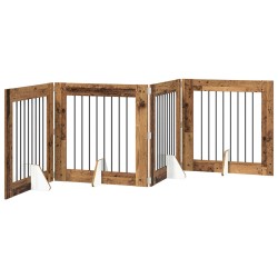 Porte de chien pliable avec supports 4 pcs Bois ancien 321 cm 629499629499