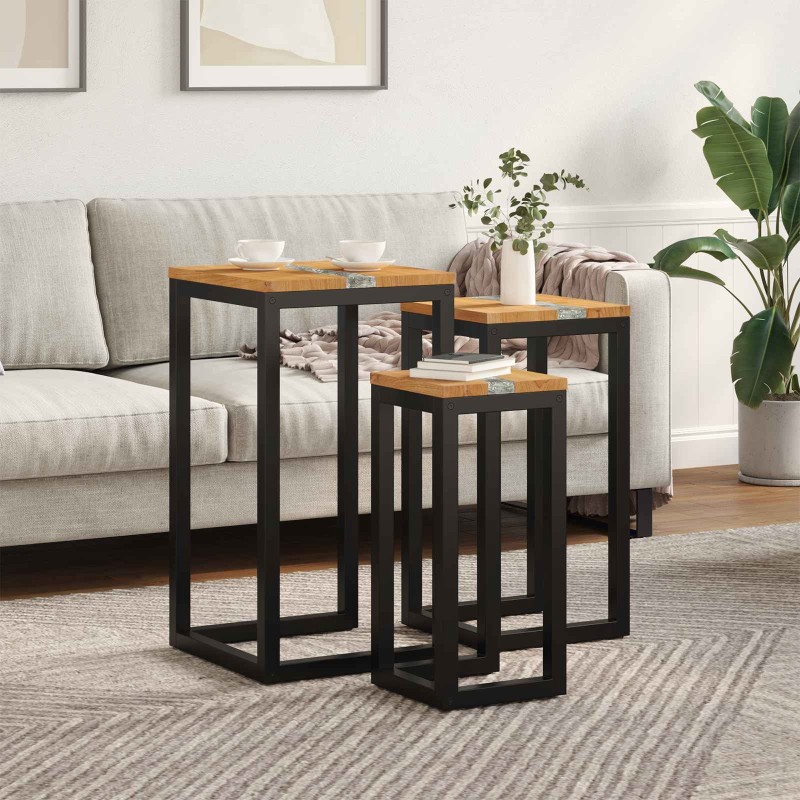Table Gigogne 3 pc Marron Bois de teck massif 629500629500