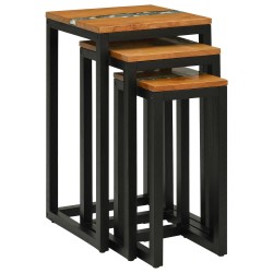 Table Gigogne 3 pc Marron Bois de teck massif 629500629500