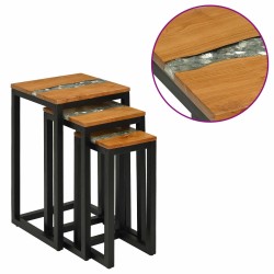 Table Gigogne 3 pc Marron Bois de teck massif 629500629500