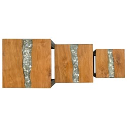Table Gigogne 3 pc Marron Bois de teck massif 629500629500