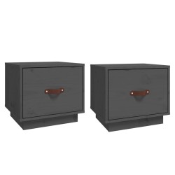 Tables de chevet 2 pcs Gris 40x34x35 cm Bois de pin massif 629502629502