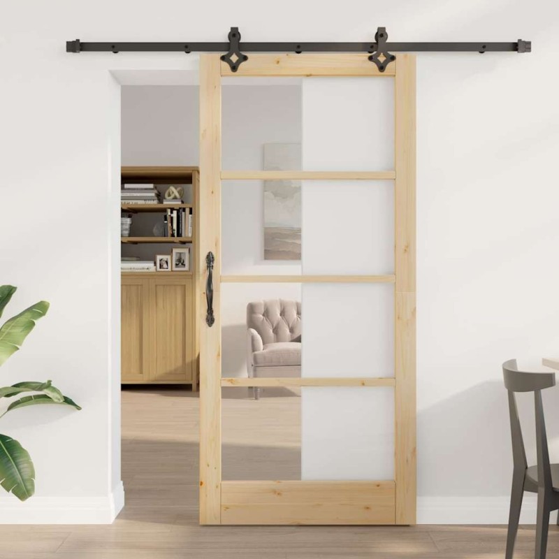 Porte coulissante ORKDAL Naturel et Noir 93 x 202 cm 629527629527