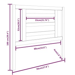 Tête de lit Gris 96x4x100 cm Bois massif de pin 629536629536