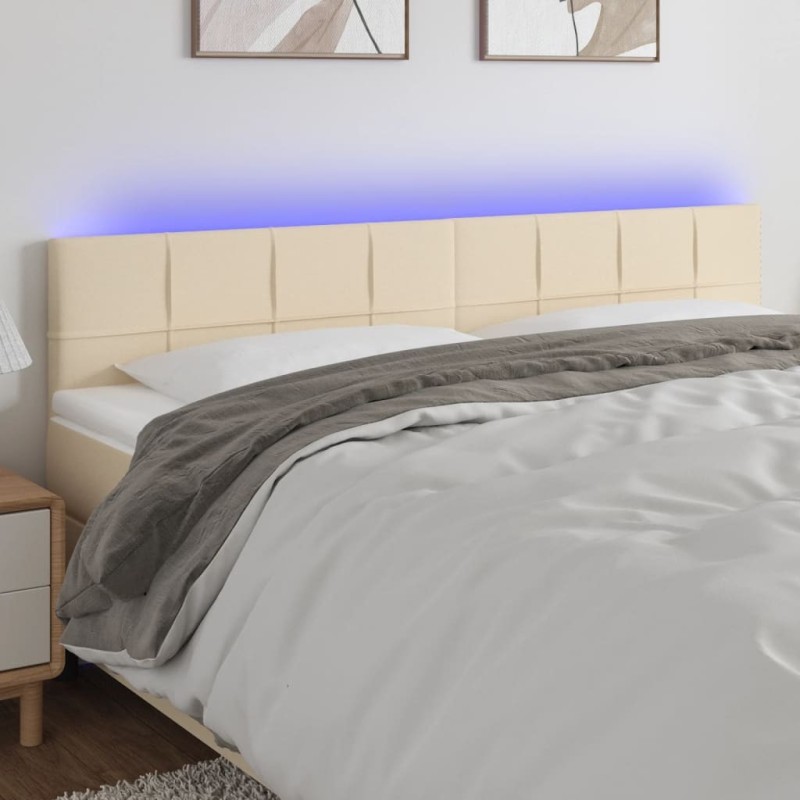 Tête de lit à LED Crème 200x5x78/88 cm Tissu 629539629539