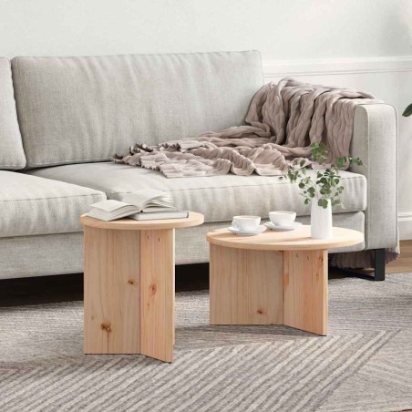Table basse 2 pcs Naturel Bois de pin massif 629541629541