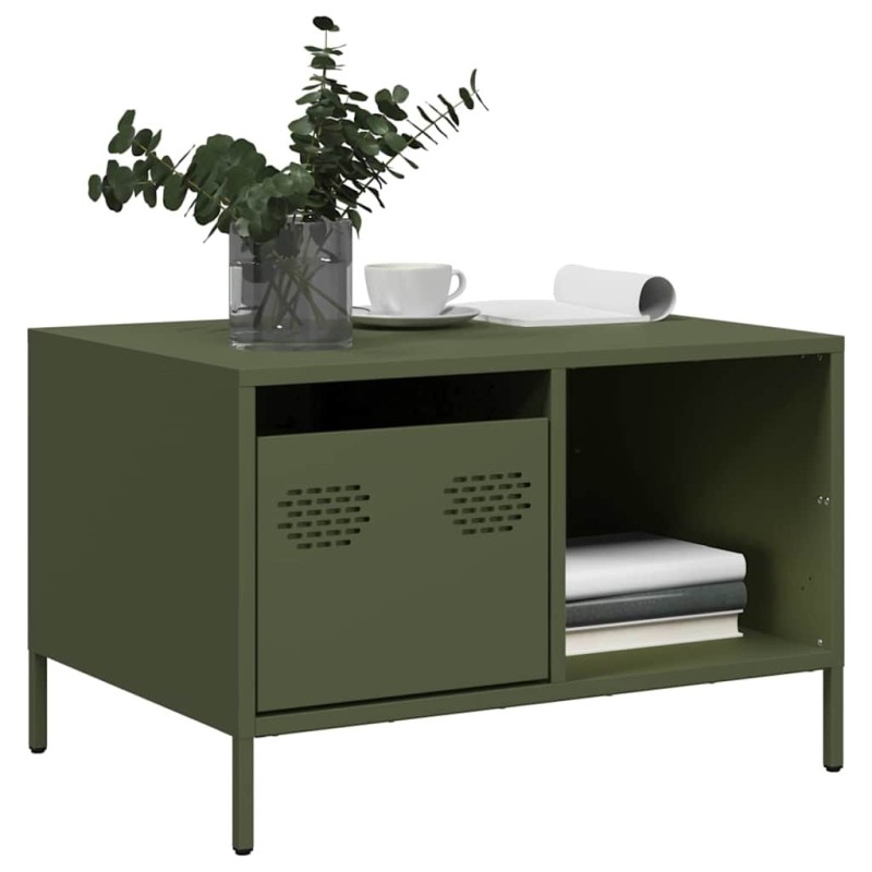 Table basse vert olive 68,5x50x43,5 cm acier laminé à froid 629567629567