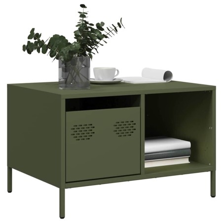 Table basse vert olive 68,5x50x43,5 cm acier laminé à froid 629567629567