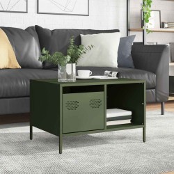 Table basse vert olive 68,5x50x43,5 cm acier laminé à froid 629567629567