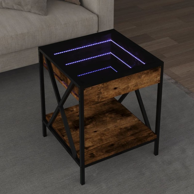 Table basse avec LED Infinity chêne fumé 40x40x49 cm 629583629583