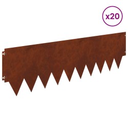 Bordure de Pelouse 20 pcs 103 x 30 cm métal Rouillé 629593629593