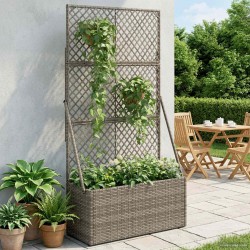 Bac à fleurs avec Treillis Gris 70 x 30 x 135 cm polyrotin 629596629596