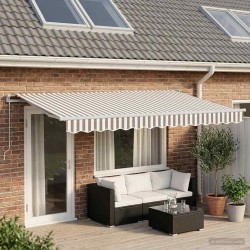 Auvent rétractable Gris clair et blanc 400 × 350 cm 629598629598