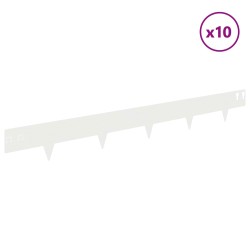 Bordure de Pelouse 10 pcs 100 x 12 cm Acier Blanc 629610629610