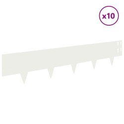 Bordure de Pelouse 10 pcs 100 x 20 cm Acier Blanc 629611629611