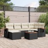 Salon de jardin 7 pcs avec coussins noir résine tressée 629635629635