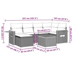 Salon de jardin 7 pcs avec coussins noir résine tressée 629635629635