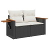 Salon de jardin 6 pcs avec coussins noir résine tressée acacia 629637629637