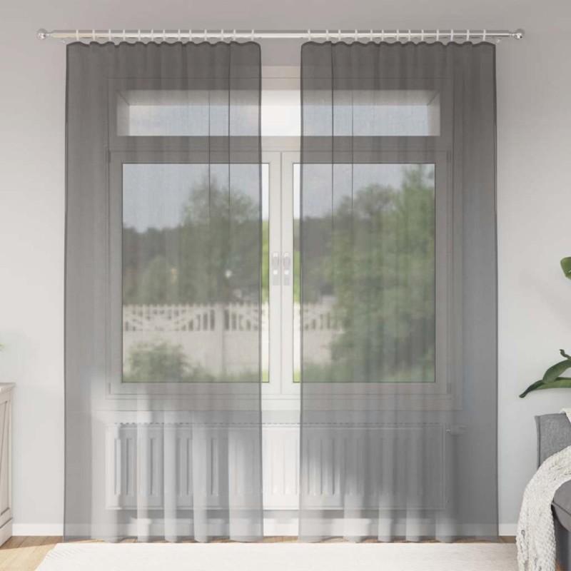 Rideaux en voile à œillets 2 pcs gris foncé 629646629646