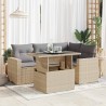 Salon de jardin avec coussins 5 pcs beige résine tressée 629654629654
