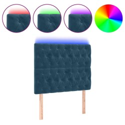 Tête de lit à LED Bleu foncé 100x7x118/128 cm Velours 629661629661