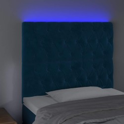Tête de lit à LED Bleu foncé 100x7x118/128 cm Velours 629661629661
