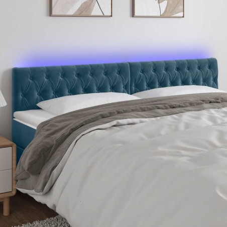 Tête de lit à LED Bleu foncé 200x7x78/88 cm Velours 629662629662