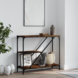 Table console chêne fumé 88,5x30x75 cm bois d'ingénierie 629666629666