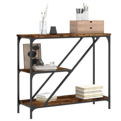 Table console chêne fumé 88,5x30x75 cm bois d'ingénierie 629666629666