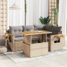 Salon de jardin avec coussins 5 pcs beige résine tressée acacia 629667629667