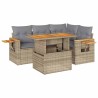 Salon de jardin avec coussins 5 pcs beige résine tressée acacia 629667629667