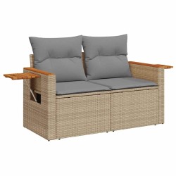 Salon de jardin avec coussins 5 pcs beige résine tressée acacia 629667629667
