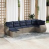 Salon de jardin avec coussins 7 pcs gris résine tressée 629672629672