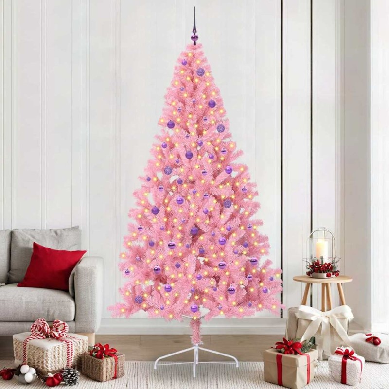 Sapin de Noël artificiel pré-éclairé Rose 240 cm PVC 629677629677