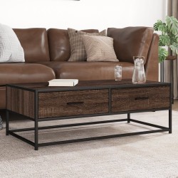 Table basse chêne marron 100x50x35cm bois d'ingénierie et métal 629682629682