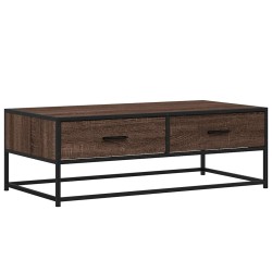Table basse chêne marron 100x50x35cm bois d'ingénierie et métal 629682629682
