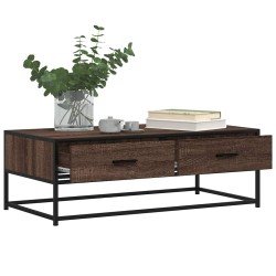 Table basse chêne marron 100x50x35cm bois d'ingénierie et métal 629682629682