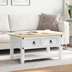 Table basse avec tiroir Blanc 85 x 50 x 45 cm Pin massif 629694629694