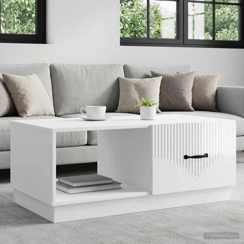 Table basse Blanc brillant 90 x 50 x 37 cm Bois d'ingénierie 629698629698