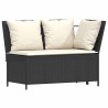 Salon de jardin 4 pcs avec coussins forme L noir résine tressée 629716629716