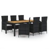 Salon de jardin 7 pcs avec coussins résine tressée noir 629722629722